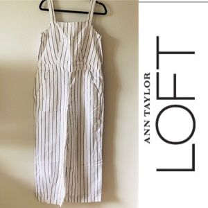 LOFT white & grey linen jumpsuit